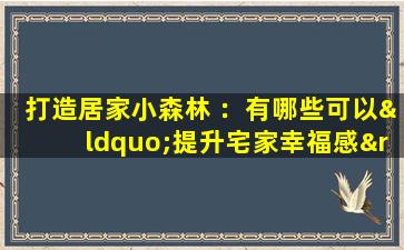打造居家小森林 ：有哪些可以“提升宅家幸福感”的客厅植物~~
